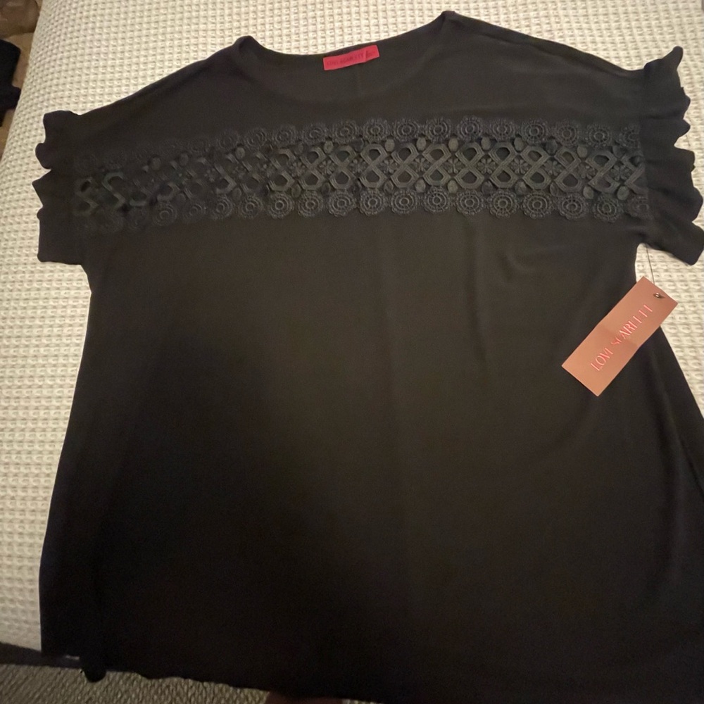Love Scarlett Black Ruffled Embellished Short Sleeve Shirt Size 1X NWT